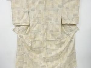 アンティーク　幾何学模様織り出し十日町紬単衣着物